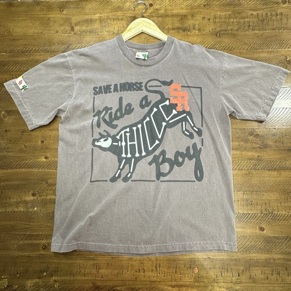 Stevenson Ranch X Thiccc Boy Save a Horse Ride a Thiccc Boy T Shirt Men’s Large
